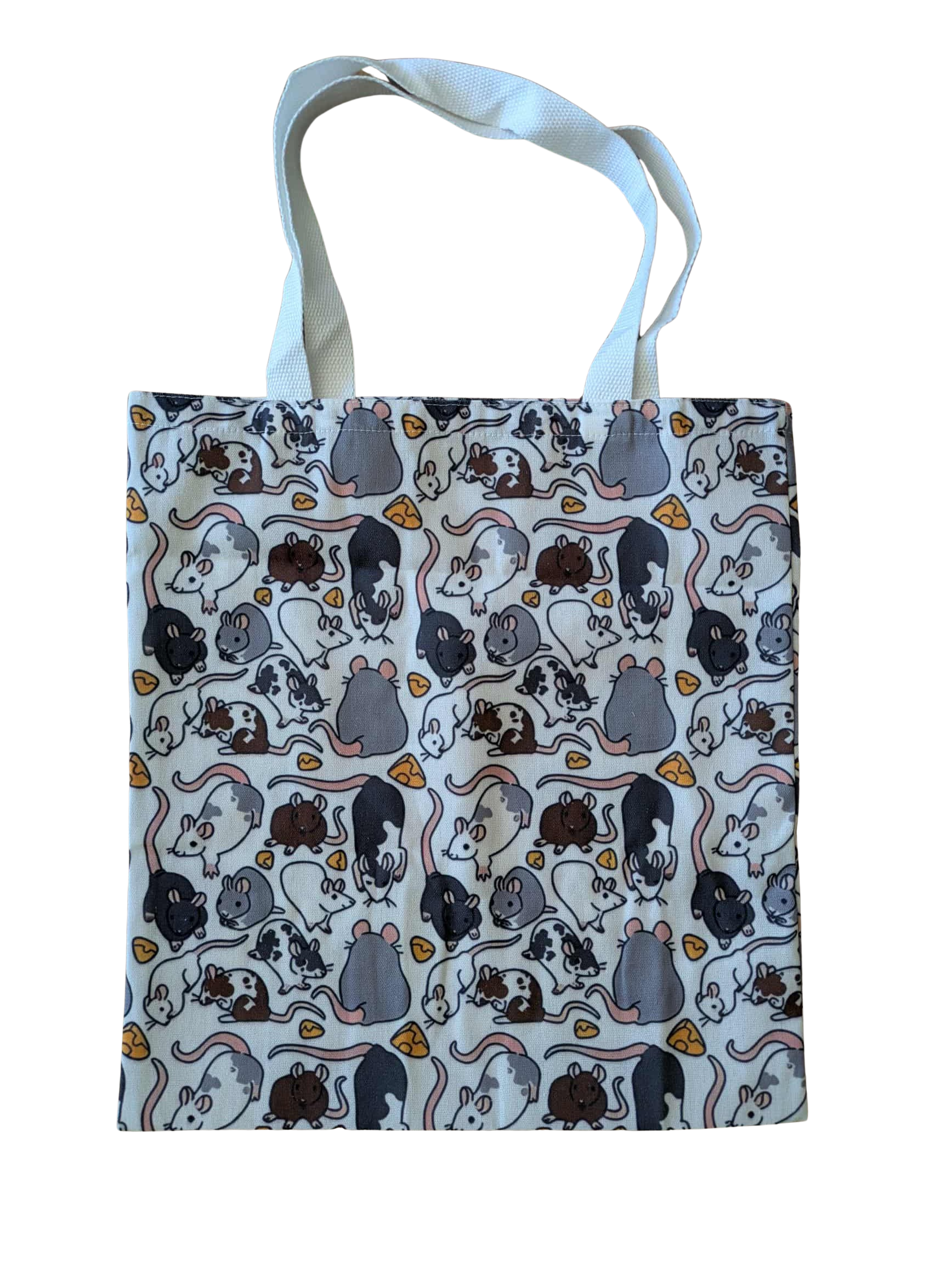 Tote bag with rat design