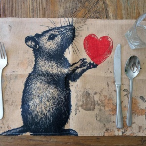 Placemat with rat design